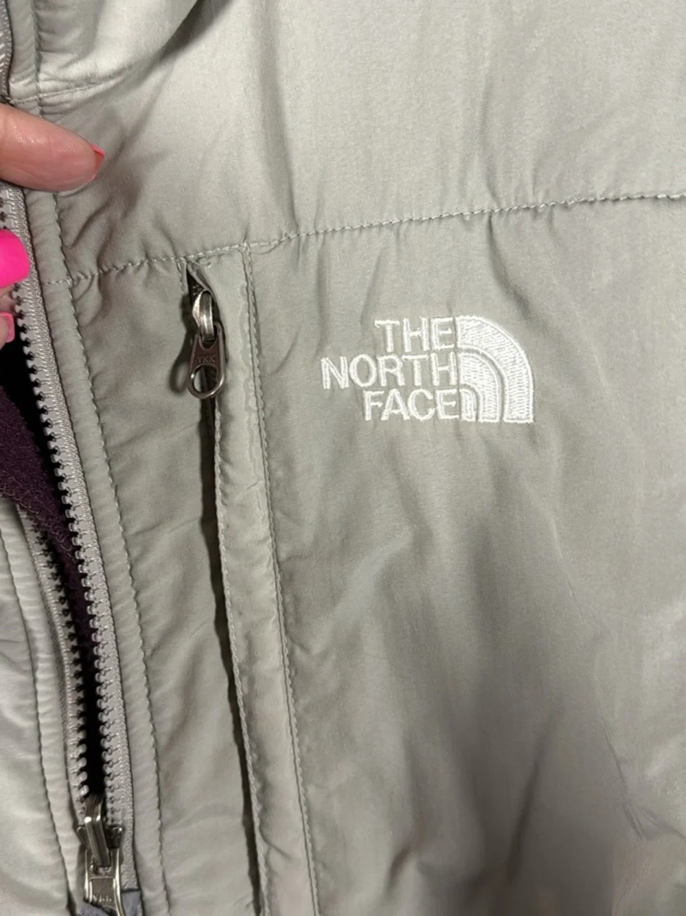 The North Face Womens Two-Tone Fleece Jacket - Gray & Deep Purple